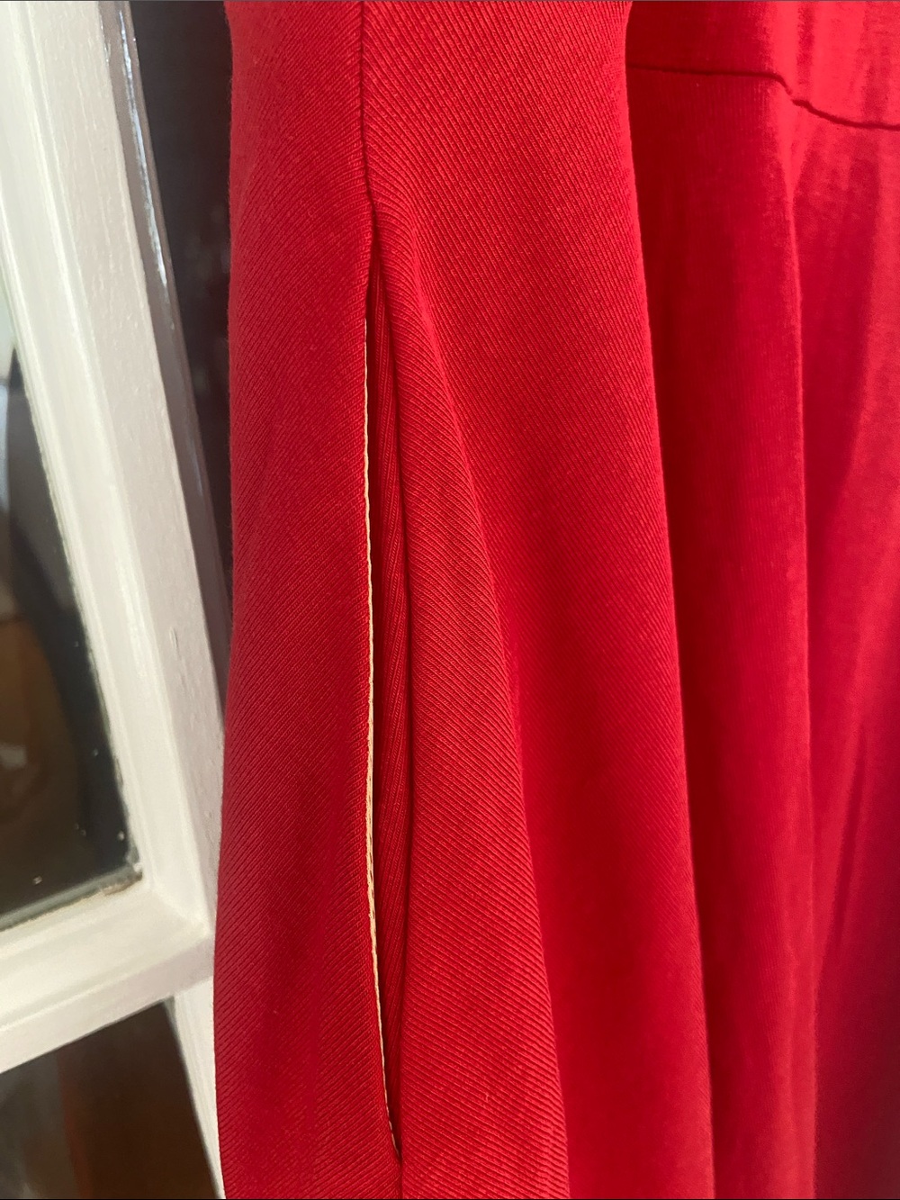 OGL Red Fit and Flare Sleeveless Collared Midi Dress - Picture 5 of 5